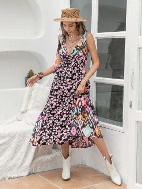 🌼 Printed Plunge Sleeveless Midi Dress 🌼