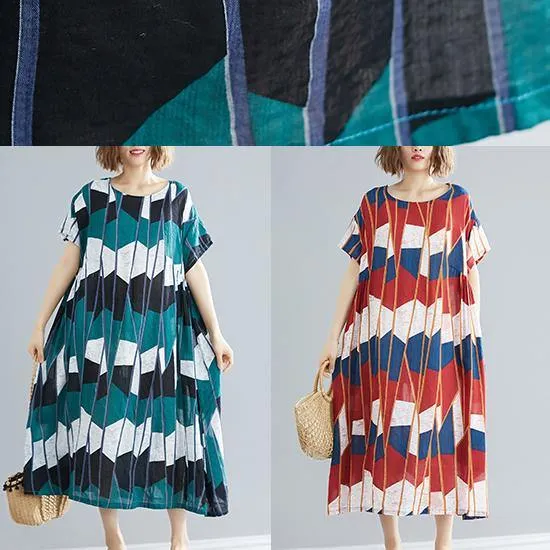 100% o neck chiffon tunic pattern 2024 black green Plaid chiffon Dresses Summer