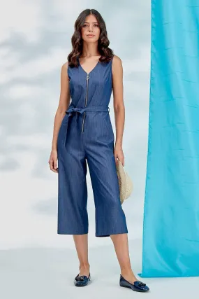 13686 Indigo Blue Zip Jumpsuit