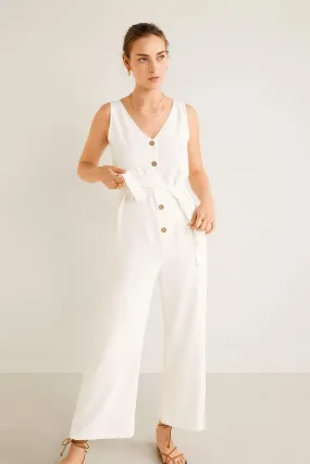 16146 Off White Buttoned Jumpsuit