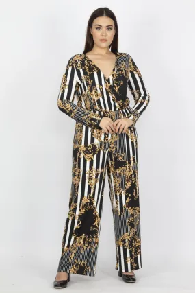 16180 Multi Colour Tie Waist Jumpsuit