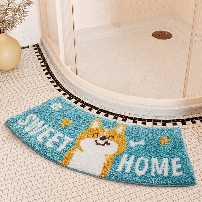 Absorbent Floor Mat Fan-shaped Carpet Shower Room Door Mat Bathroom Non-slip