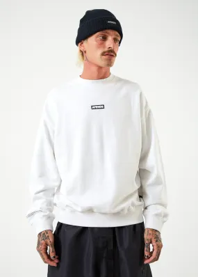 AFENDS Mens Information - Crew Neck Jumper - White