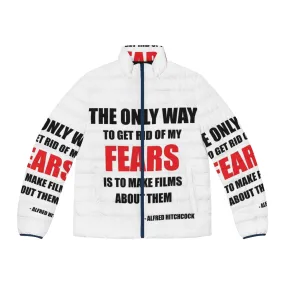 Alfred Hitchcock Quote Puffer Jacket: Iconic Horror Movie Style