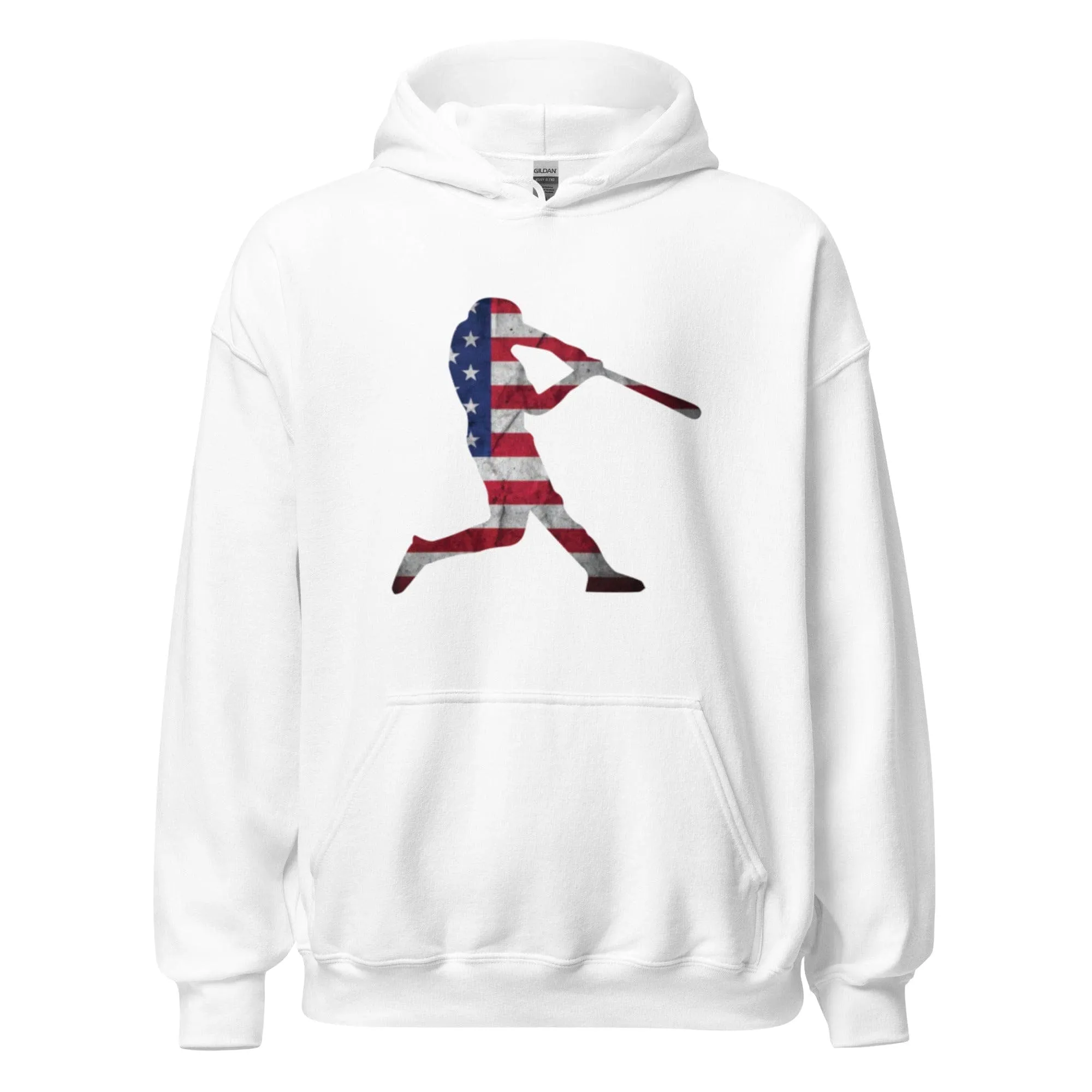 American Flag Baseball Batter - Adult Hoodie