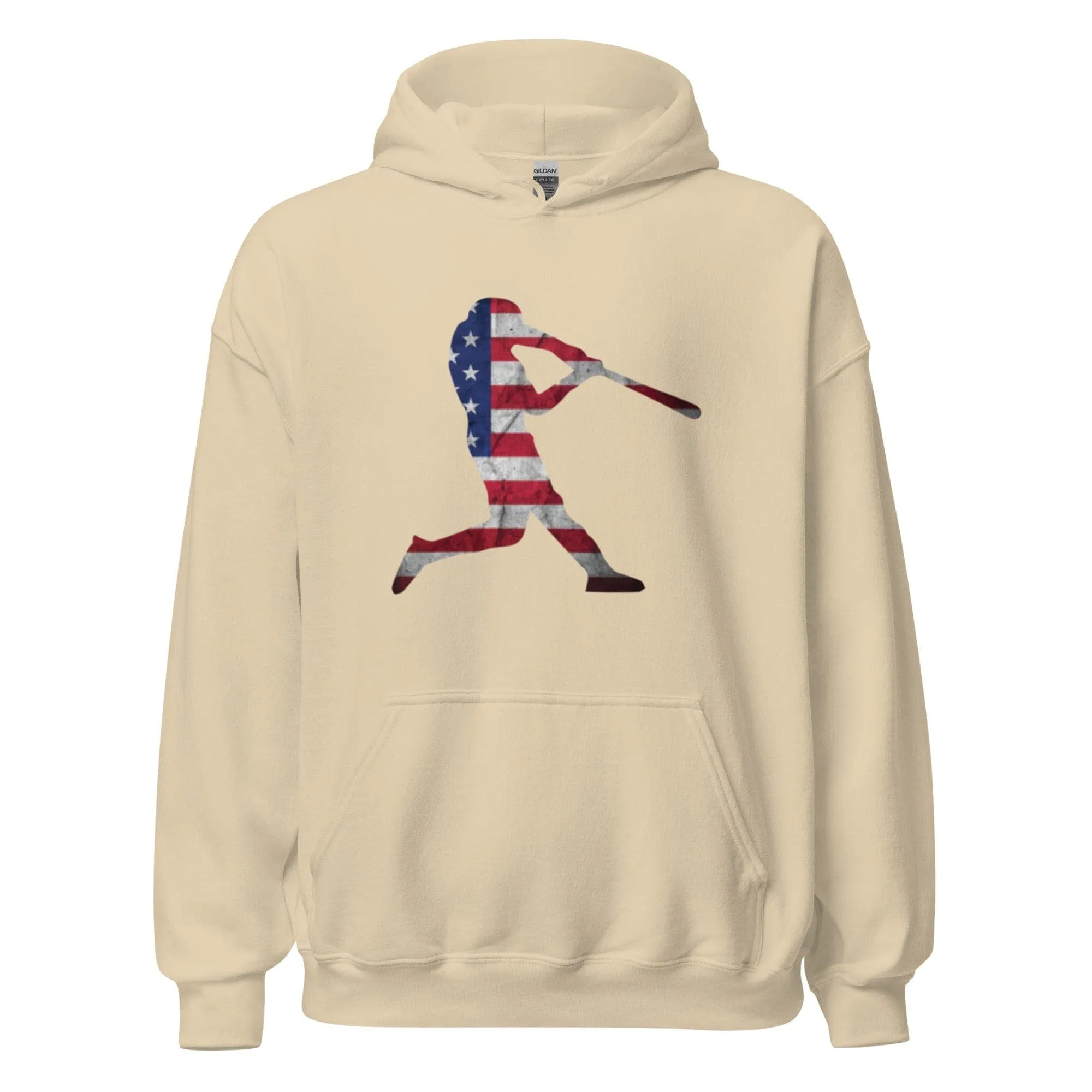 American Flag Baseball Batter - Adult Hoodie