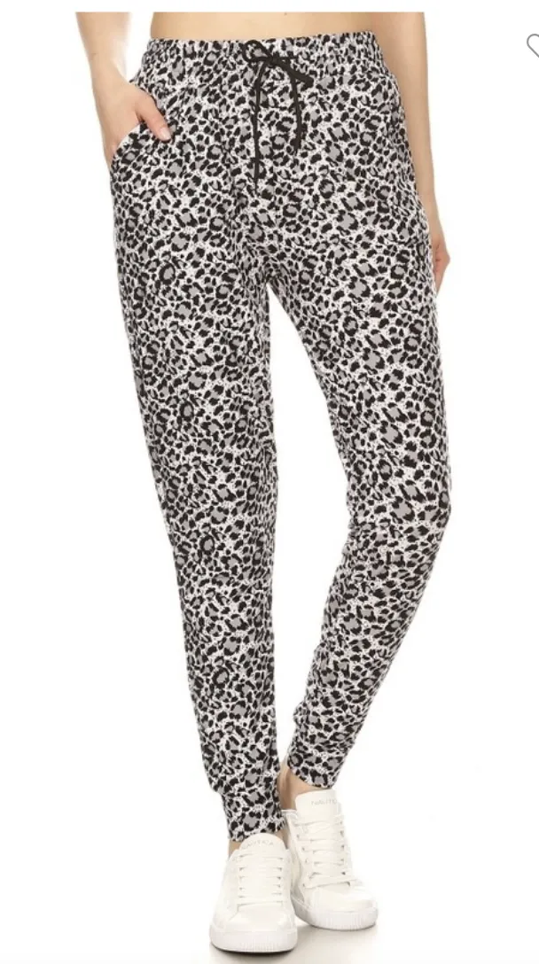 ANIMAL LEOPARD PRINT JOGGER PANTS BUTTERY SOFT - Final Sale