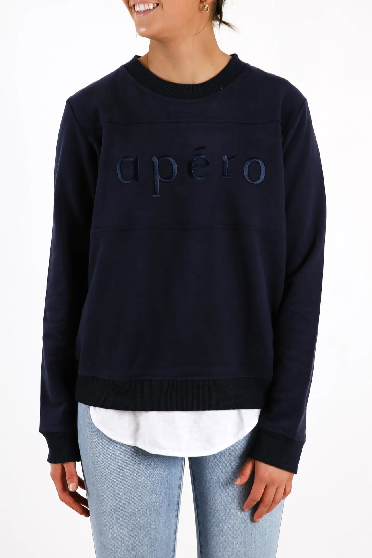 Apero Panel Embroidered Jumper Navy