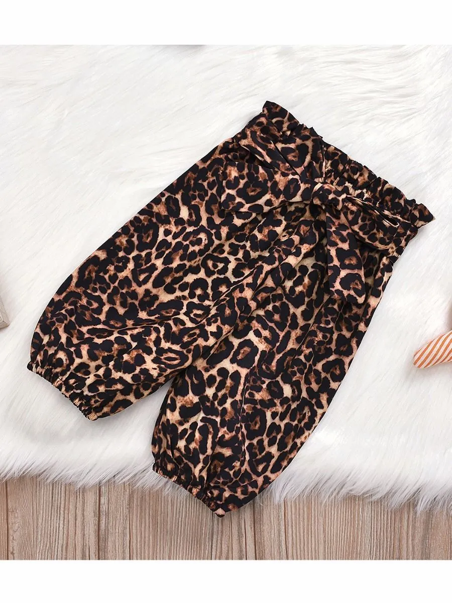 Baby Girl 3-Piece Mama's Bestie Leopard Print Set Onesie Pants Headband