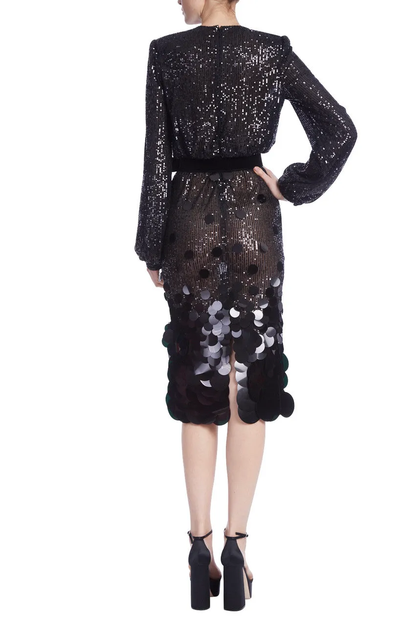 Badgley Mischka Sequined Cocktail Dress with Paillettes