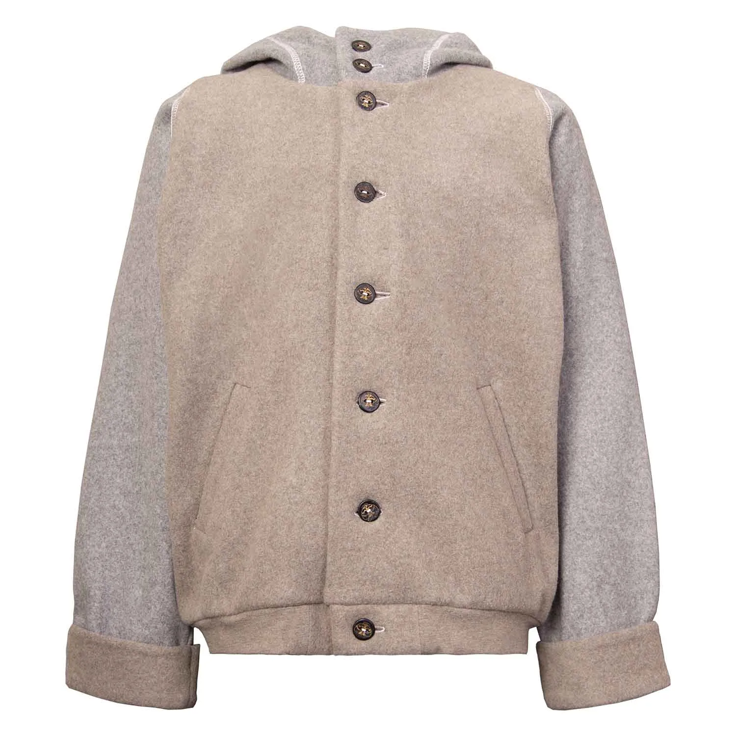 Beige fleece hoodie voor kinderen met drakenapplicatie