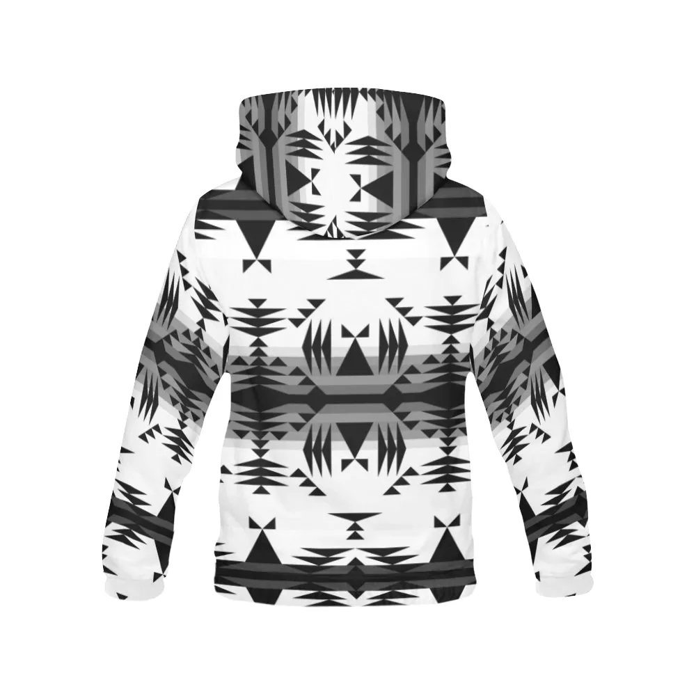 Between the Mountains White and Black Hoodie for Women (USA Size)