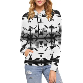 Between the Mountains White and Black Hoodie for Women (USA Size)