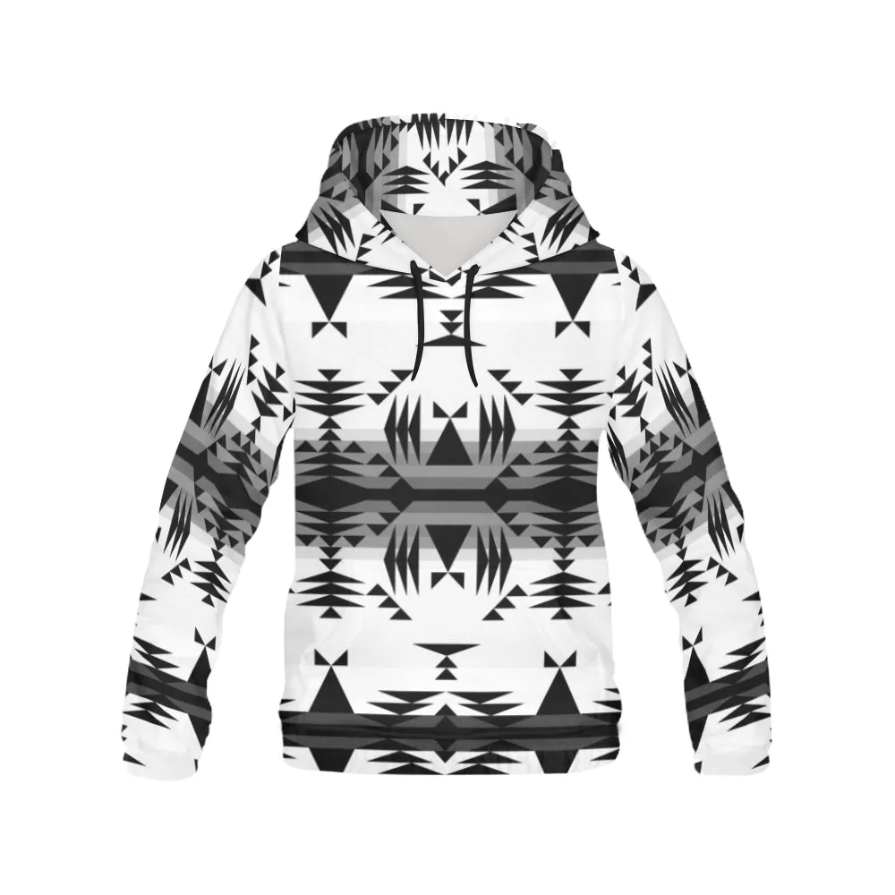 Between the Mountains White and Black Hoodie for Women (USA Size)