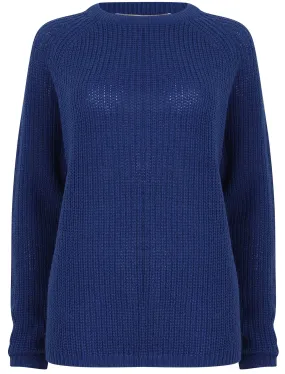 Bilberry Crew Neck Fisherman Knit Jumper In Mazarine Blue - Tokyo Laundry