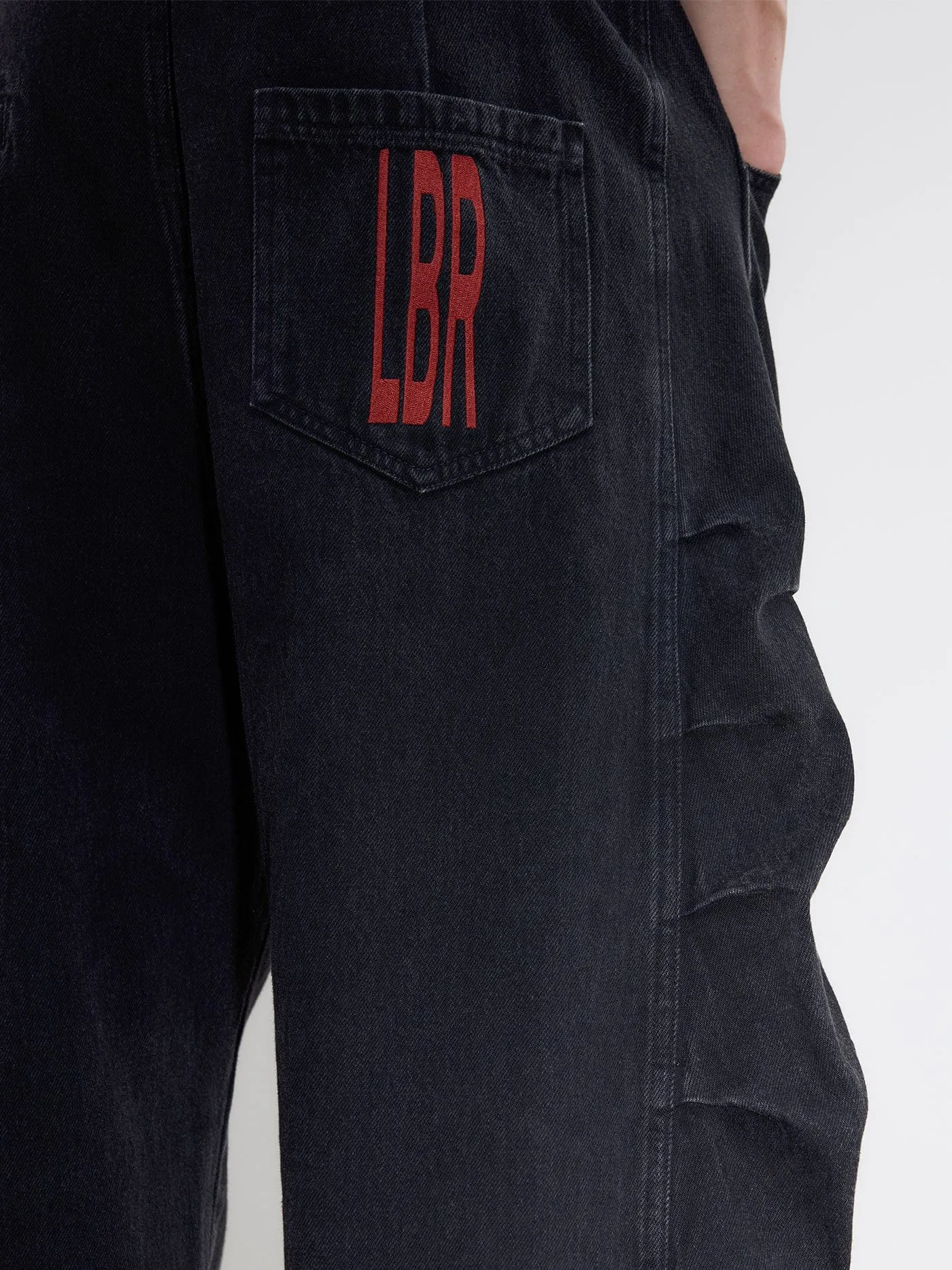 Black Cargo Wide Jeans