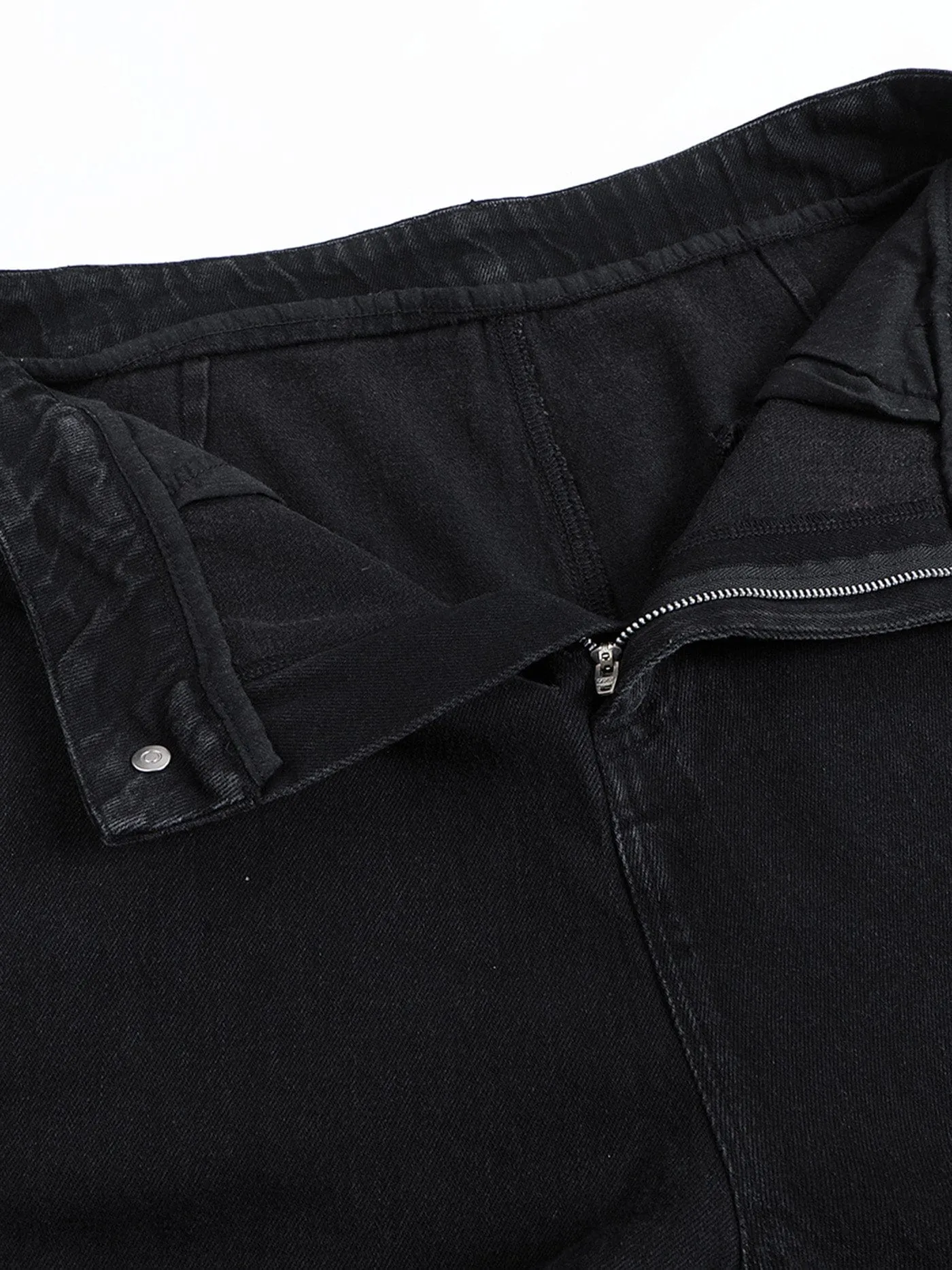 Black Cargo Wide Jeans