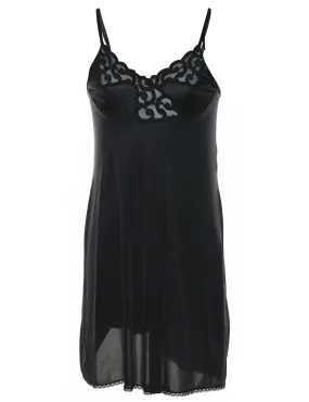 Black Lace Trim Slip Dress - XS