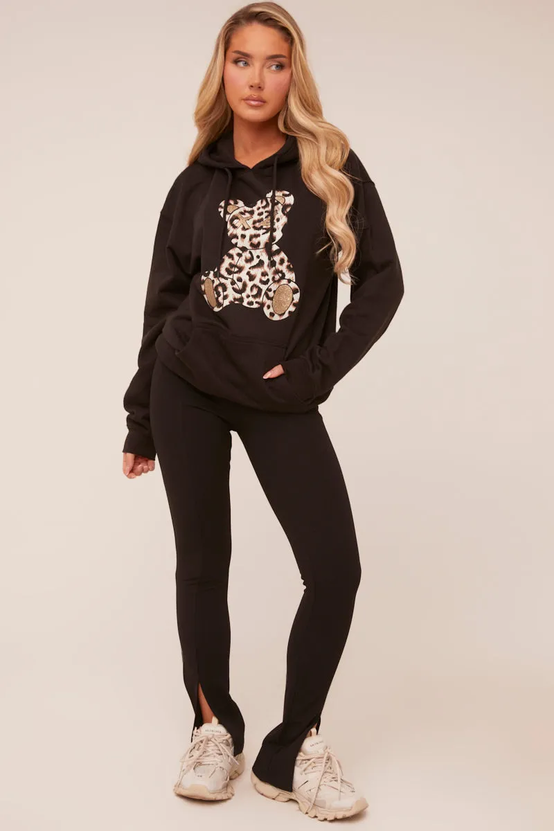 Black Leopard Graphic Oversized Hoodie - Revel