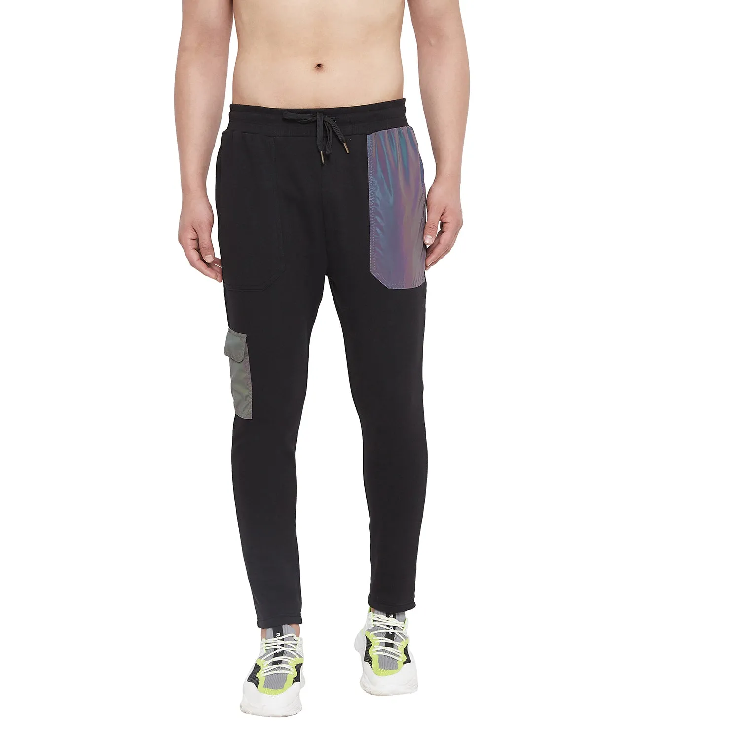 Black Rainbow Reflective Patched Trackpants