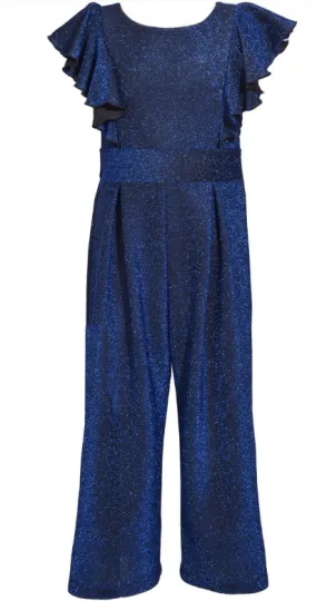 Bonnie Jean- Royal Blue Sparkle Jumpsuit