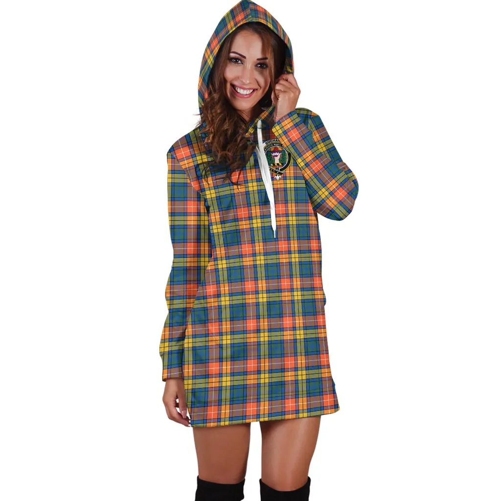 Buchanan Ancient Tartan Hoodie Dress with Family Crest