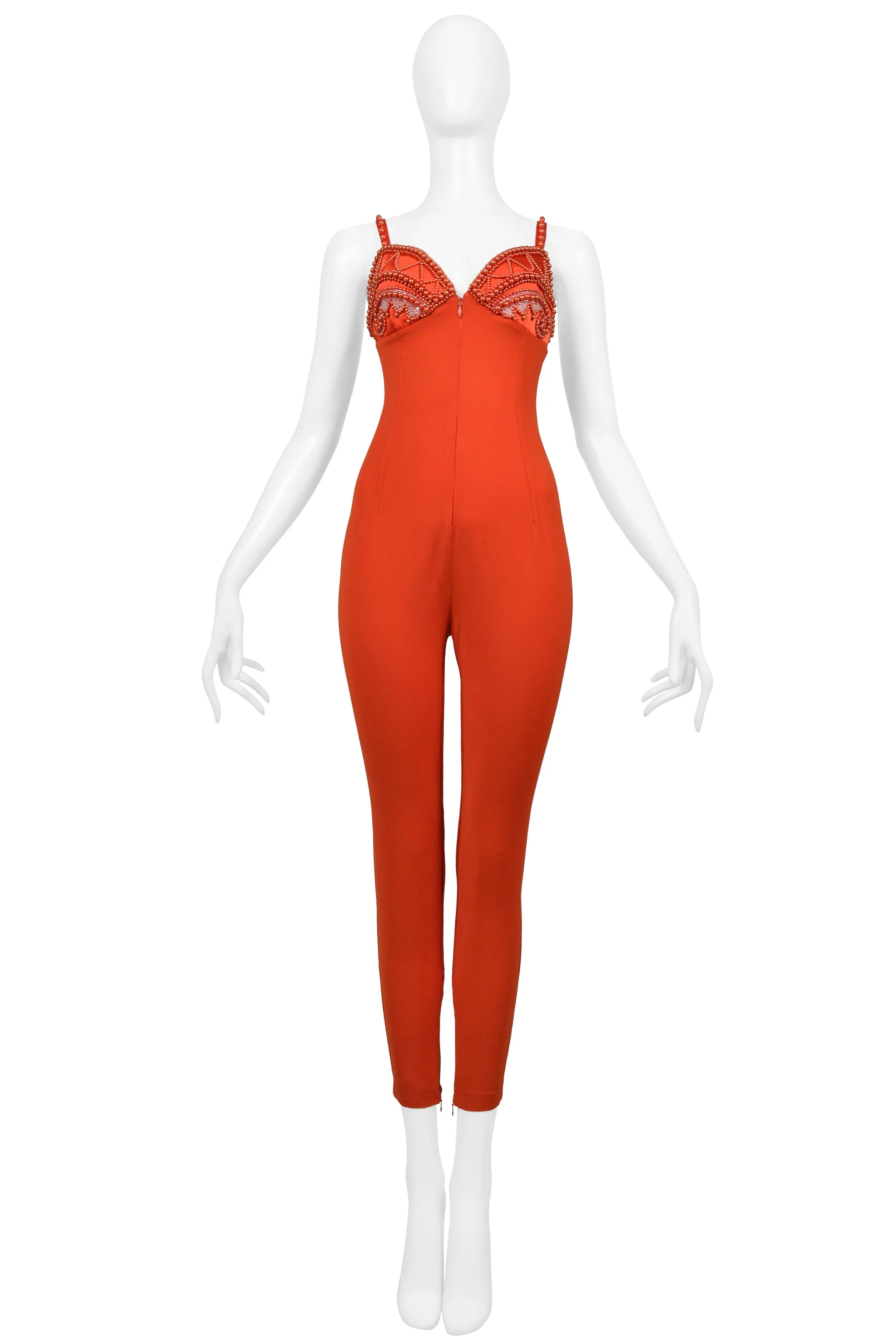 BYBLOS RED BEADED CATSUIT