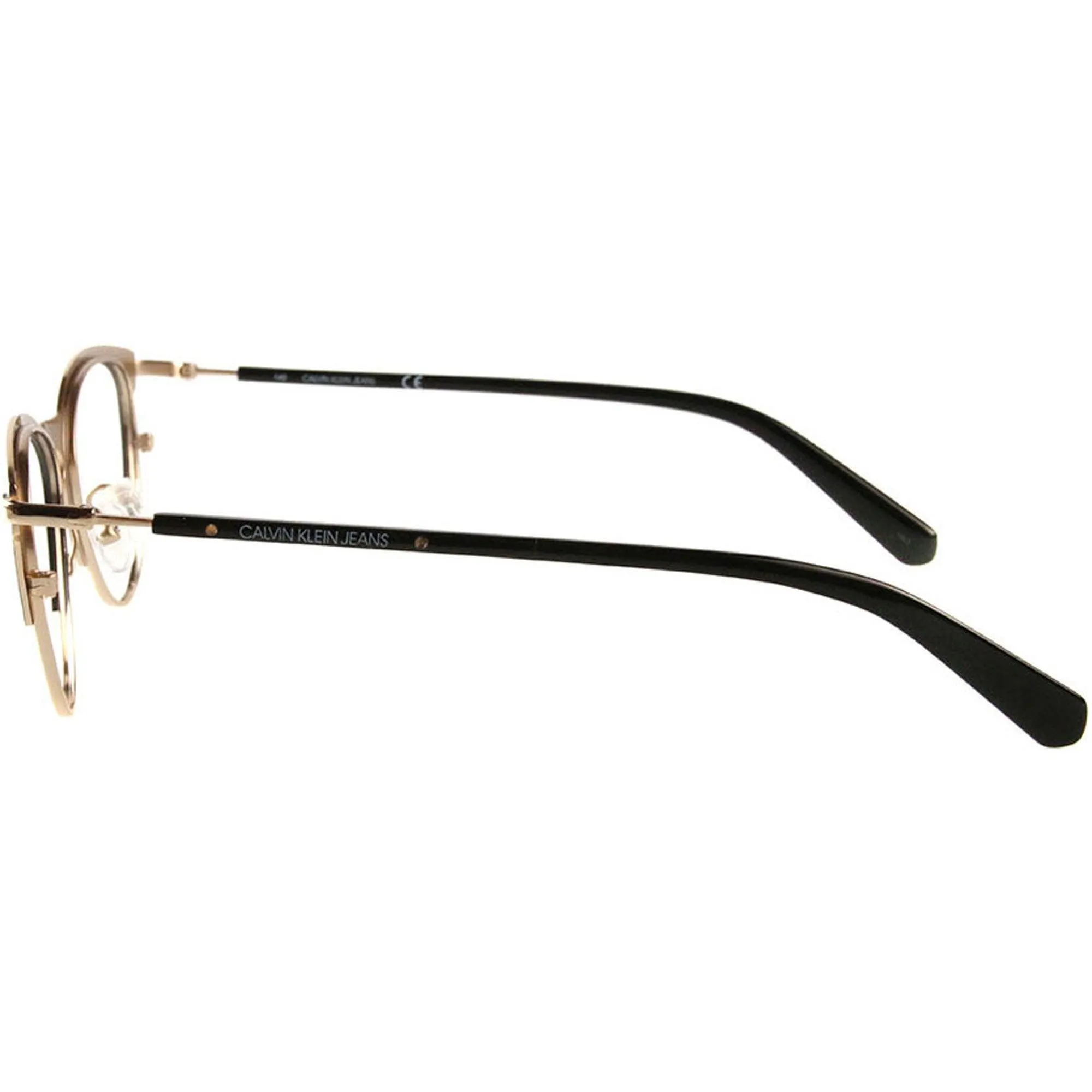 Calvin Klein Jeans Women's Eyeglasses - Satin Black and Gold Frame | CKJ20302 001