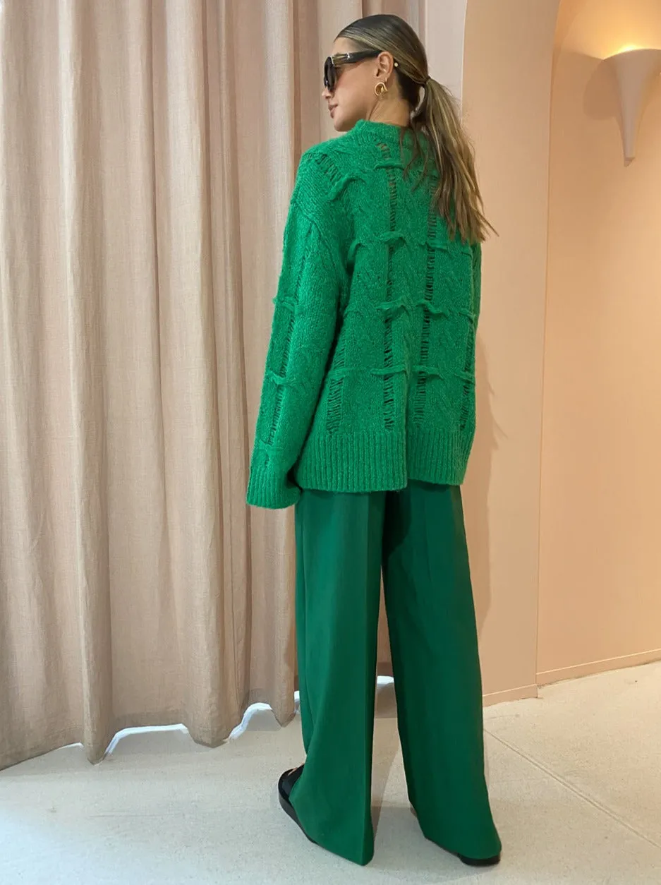 Camilla and Marc Lune Cable Knit Crew in Emerald