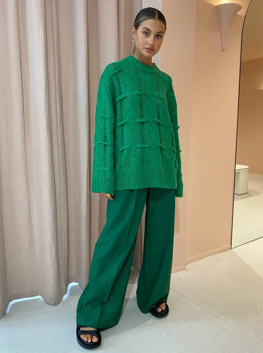 Camilla and Marc Lune Cable Knit Crew in Emerald