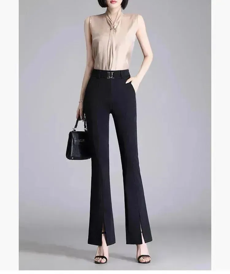 Casual High-Waisted Wide-Leg Cropped Pants for Women