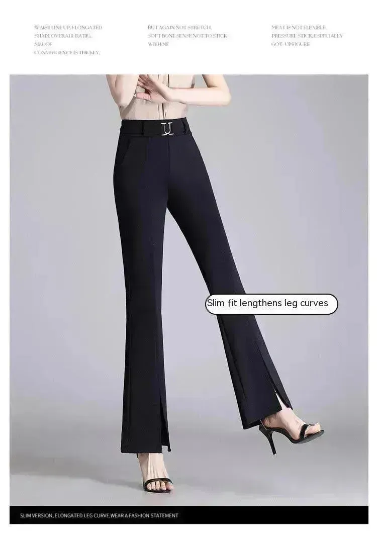 Casual High-Waisted Wide-Leg Cropped Pants for Women