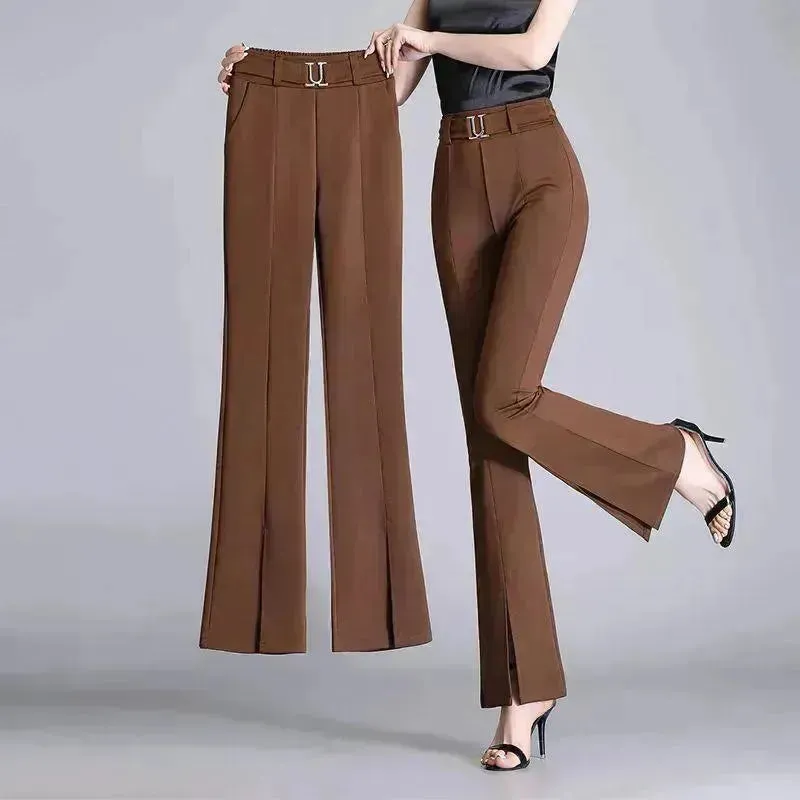 Casual High-Waisted Wide-Leg Cropped Pants for Women