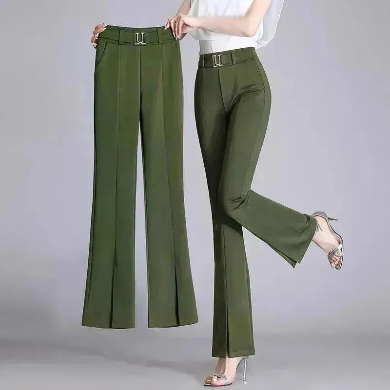 Casual High-Waisted Wide-Leg Cropped Pants for Women