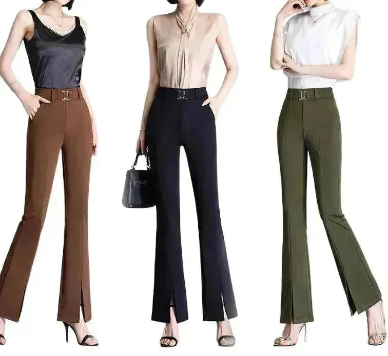 Casual High-Waisted Wide-Leg Cropped Pants for Women