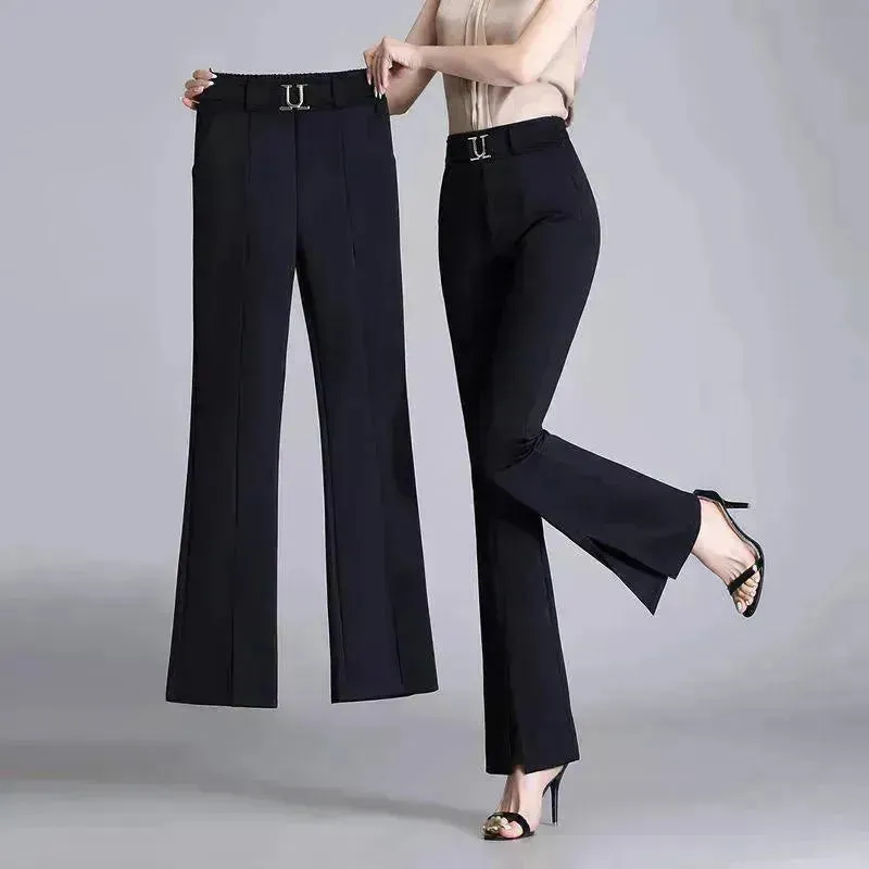 Casual High-Waisted Wide-Leg Cropped Pants for Women