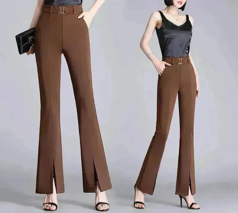 Casual High-Waisted Wide-Leg Cropped Pants for Women