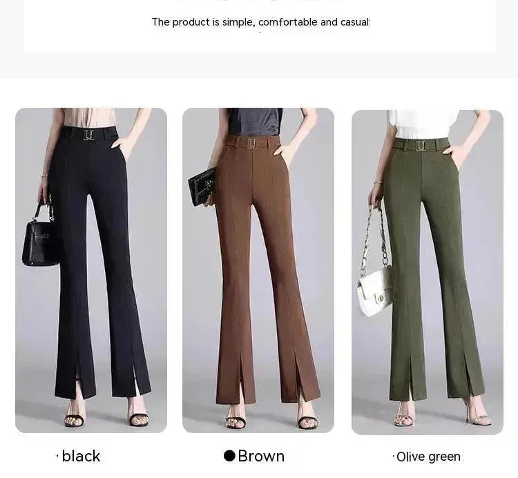 Casual High-Waisted Wide-Leg Cropped Pants for Women