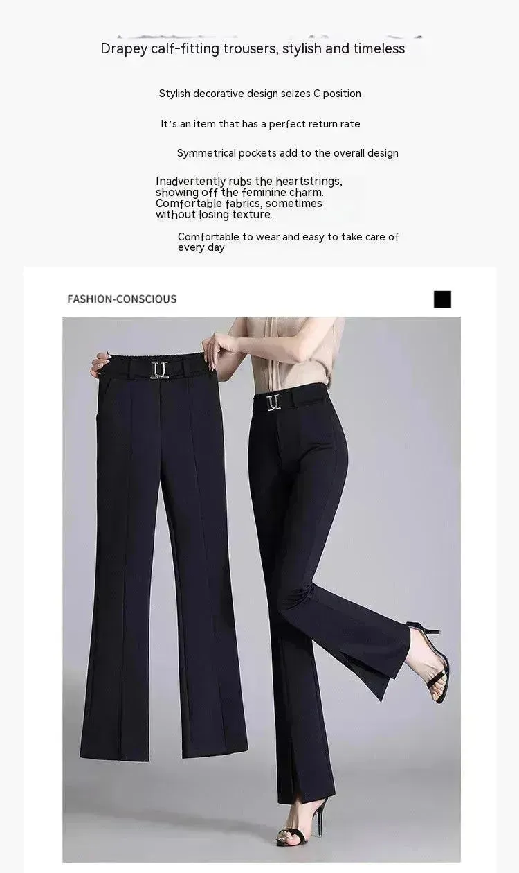 Casual High-Waisted Wide-Leg Cropped Pants for Women