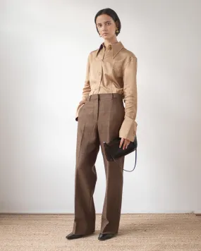 Cathy Trousers Wool Check Brown