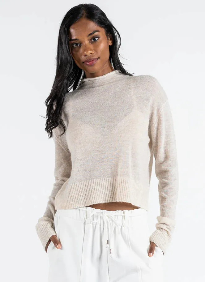 C'est Moi, CET3102 Mock Neck Knit Top, Oatmeal