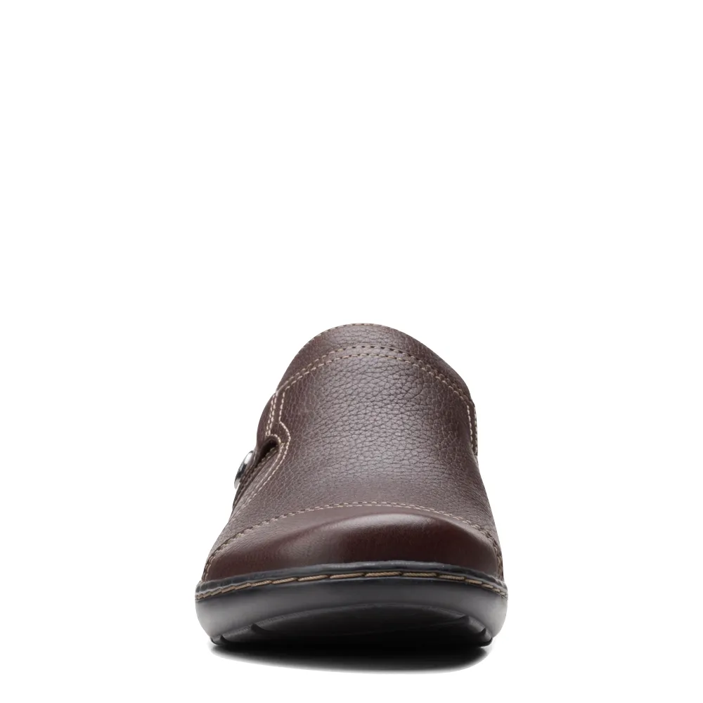 Clarks Women's Cora Poppy Tumbled Leather Slip On (Brown)