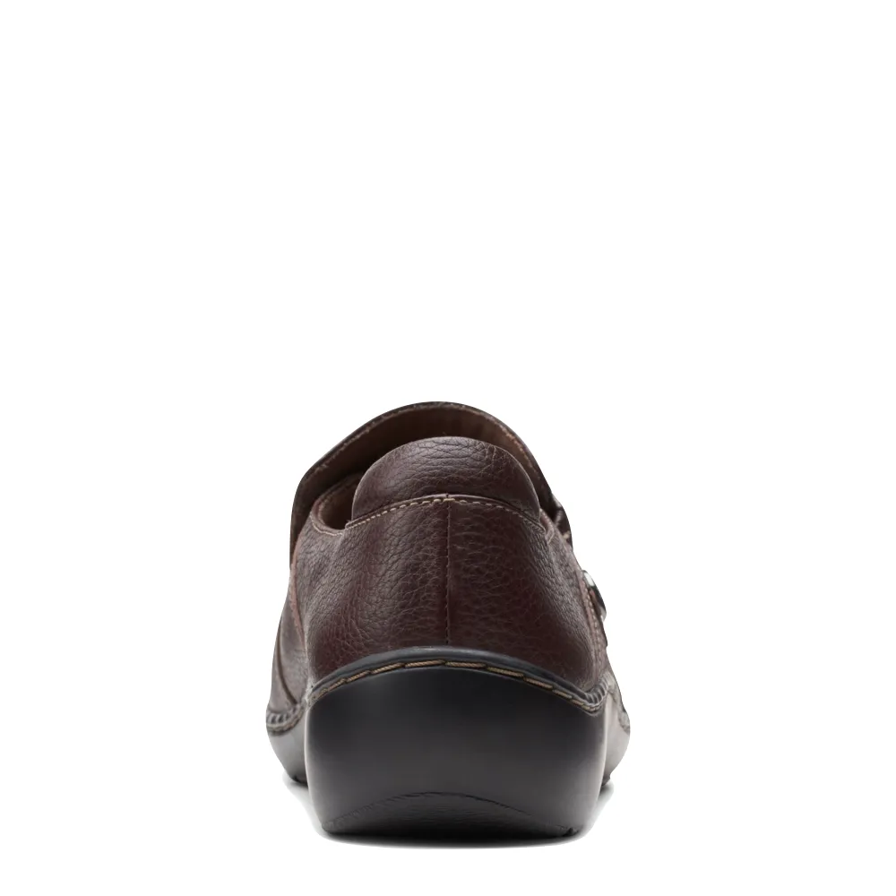 Clarks Women's Cora Poppy Tumbled Leather Slip On (Brown)