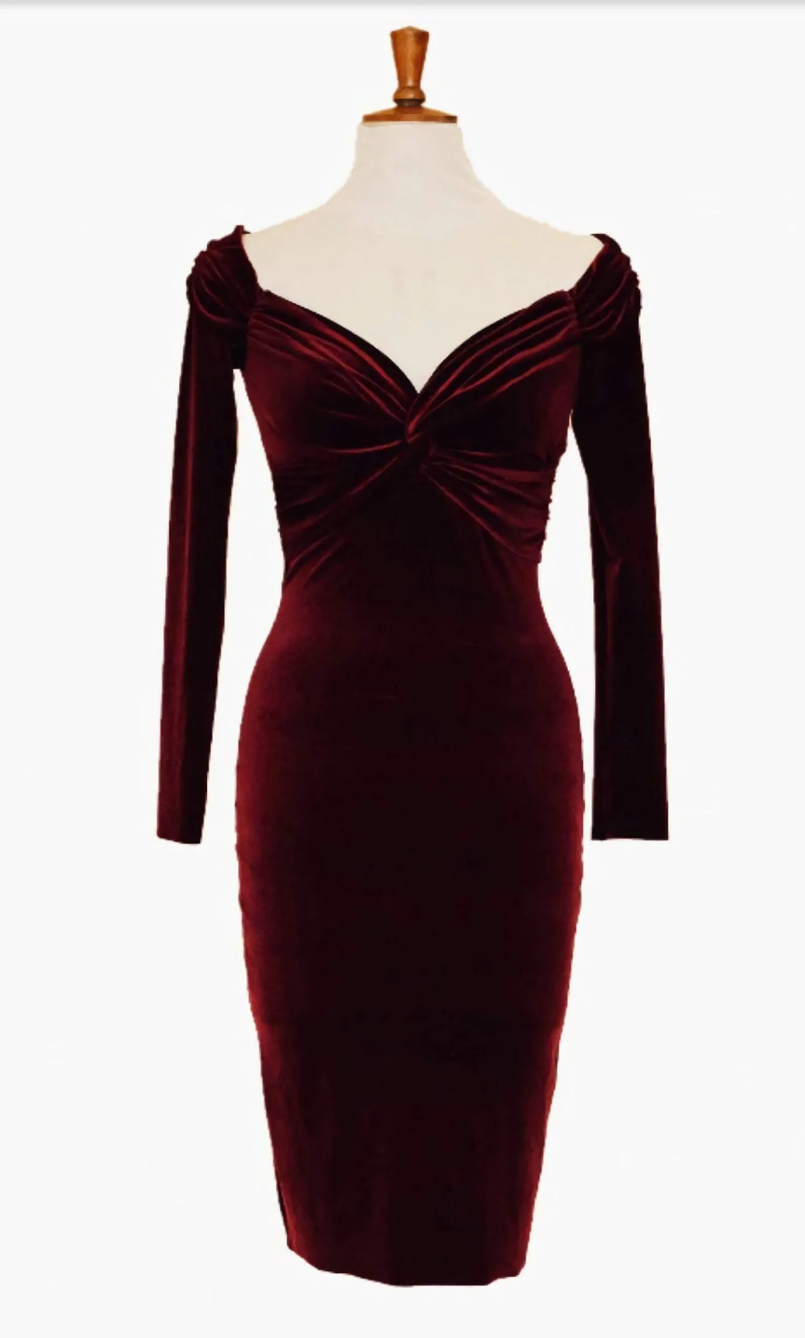 Cocktail Dress Burgundy Velvet Dress Midi Dress Evening Dress Party Dress Mid Length Dress