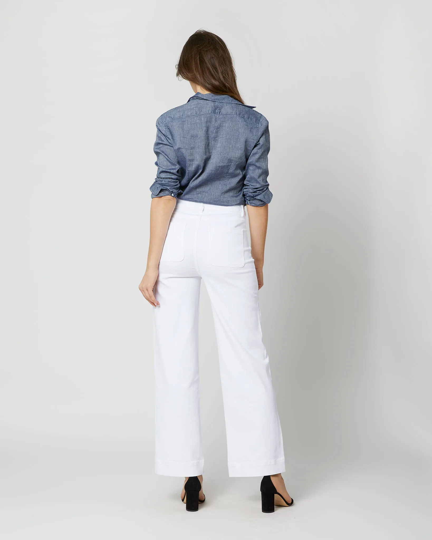 Coco Patch Pocket Jean in White Stretch Denim