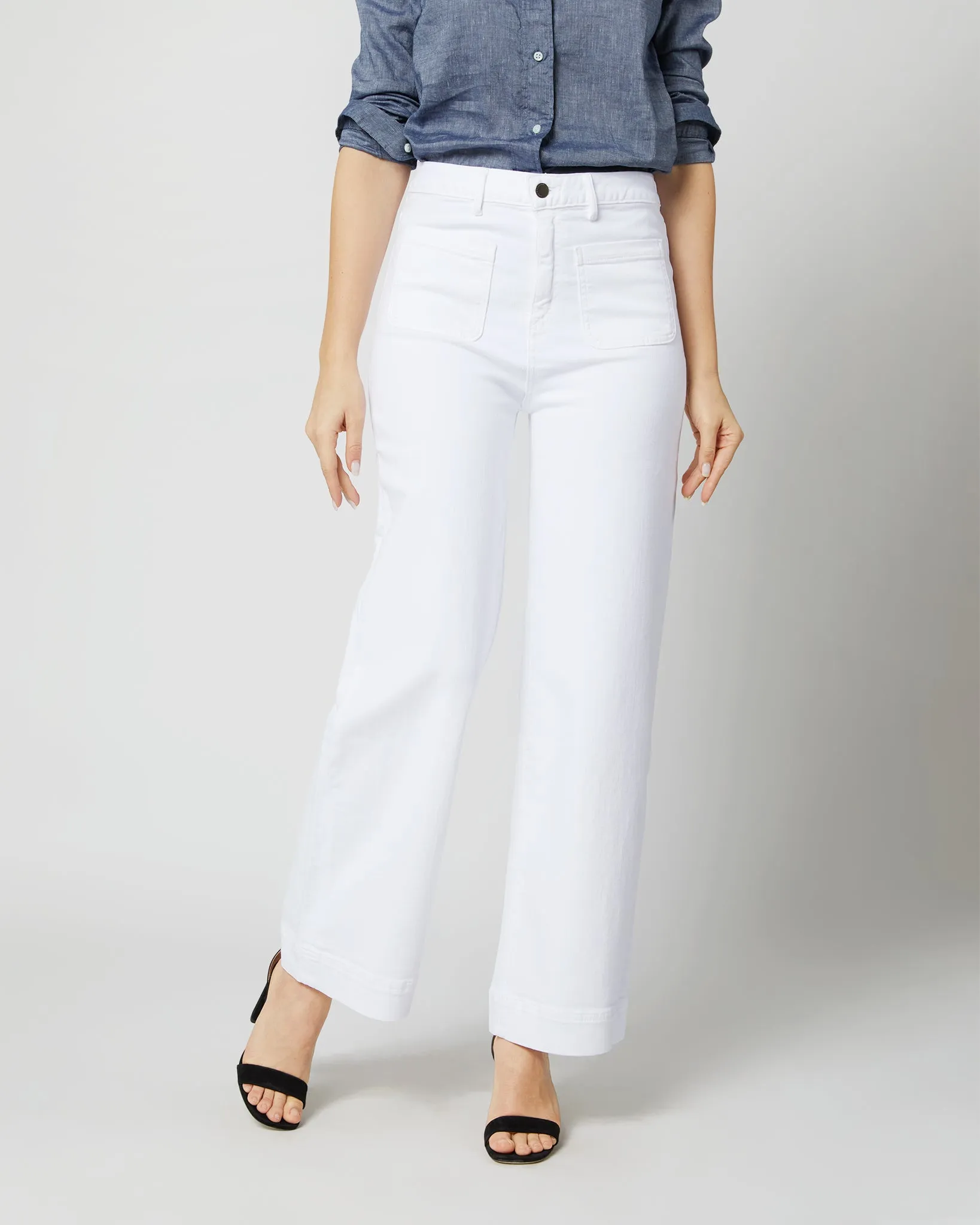 Coco Patch Pocket Jean in White Stretch Denim