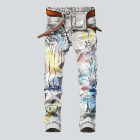 Color-painted grey men's jeans