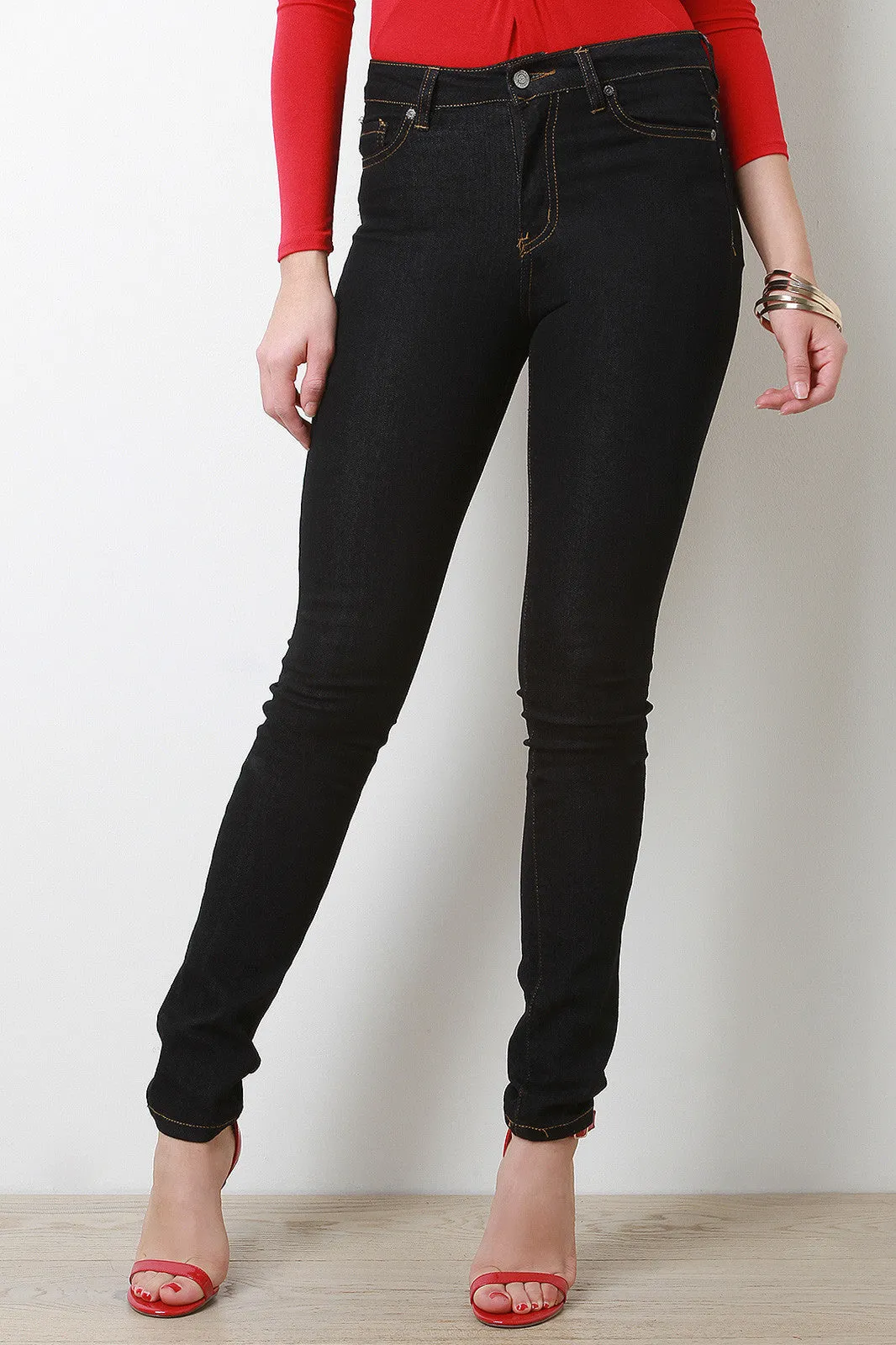 Contrast Stitch Straight Cut Denim Jeans