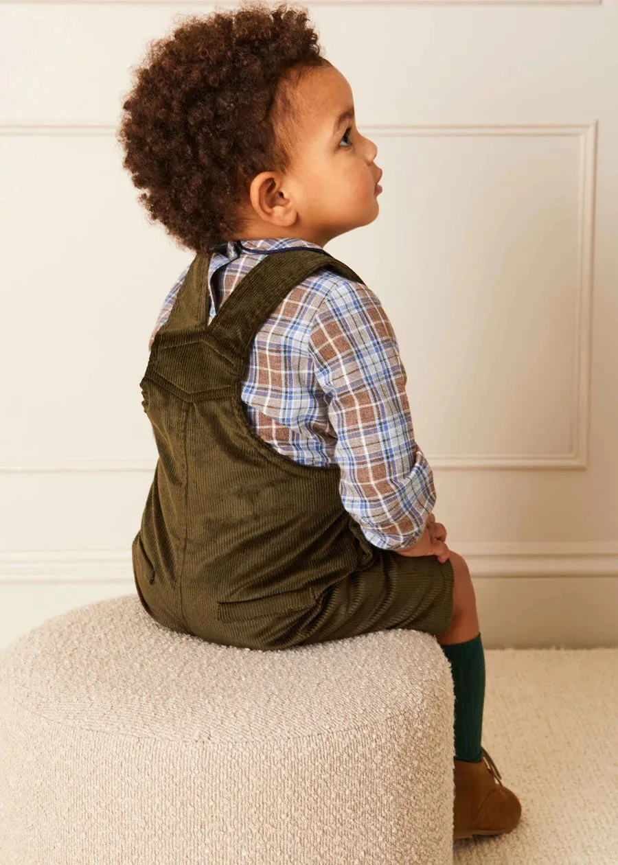 Corduroy Pocket Front Dungarees in Green (18mths-4yrs)