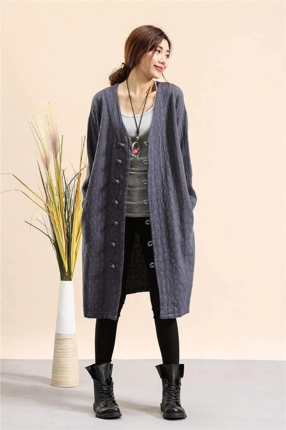 Cotton and Linen Button Down Light Coat